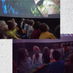 Dzieci w czasie oglądania filmu - kolaż zdjęć