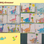 Prace plastyczne - Kolorowanka dinozaur - kolaż zdjęć