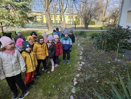 Dzieci szukają wiosennych kwiatów w trawie.jpg